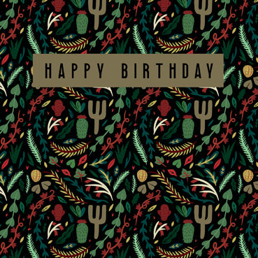BEA142 - Carte de vœux joyeux anniversaire (feuilles et cactus) en aluminium (6 cartes)