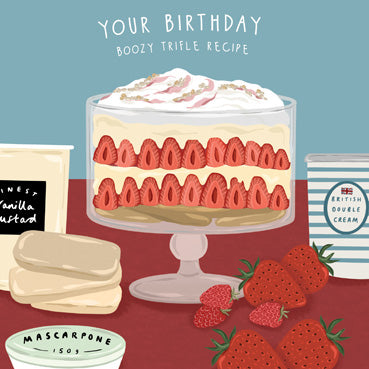 BEA147 – Carte de vœux pour votre anniversaire, recette de bagatelle alcoolisée (6 cartes)