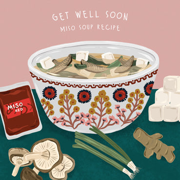 BEA148 - Carte de vœux de recette de soupe miso Get Well Soon (6 cartes)