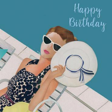 BWS102 - Carte d'anniversaire Dame avec des lunettes de soleil