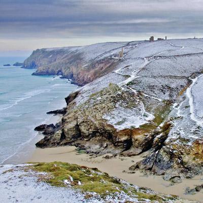 CC125 - Chapel Porth in the Snow Greeting Card