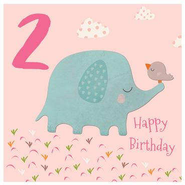 CP104 - 2e anniversaire (éléphant) Carte de vœux