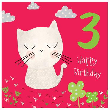 CP106 - Carte d'anniversaire 3e anniversaire (chat)