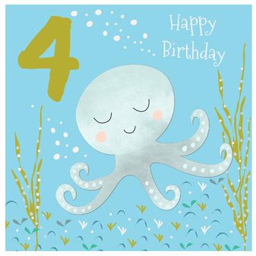 CP107 - 4th Birthday (Octopus) Greeting Card