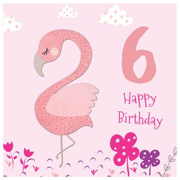 CP112 - 6th Birthday (Flamingo) Greeting Card