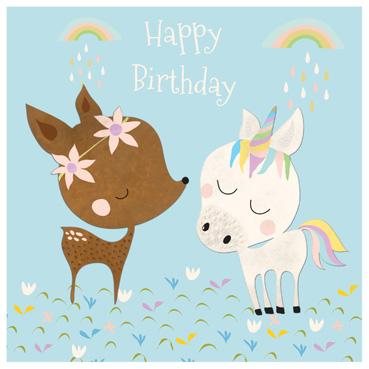 CP123 - Carte d'anniversaire cerf et poney