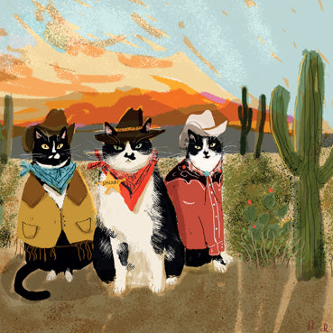 DCT101 - Carte de vœux Cowboy Cats (6 cartes)