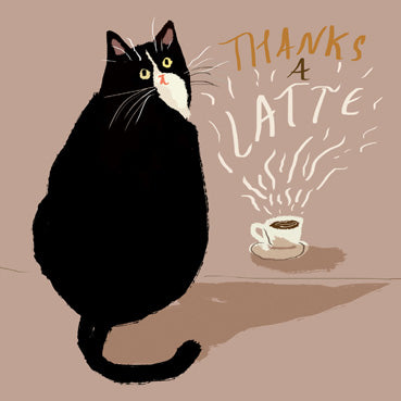 DCT114 - Thanks a Latte Cat Greeting Card (6 Cards)