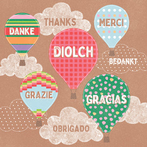 DGS131 - Carte de vœux ballon Diolch (Merci) (gallois) (6 cartes)