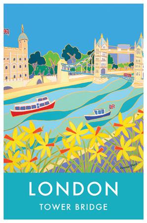 DND511 - River Boats and Daffodills, Tower Bridge Postcard