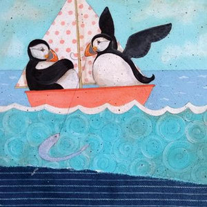 FK110 - Puffins in Boat Greeting Card