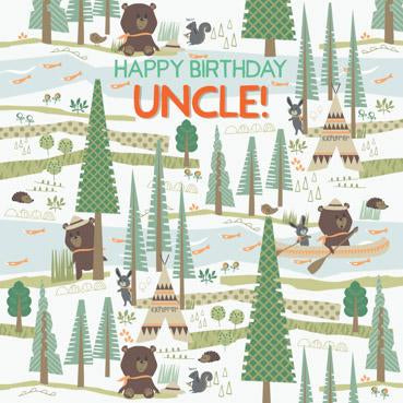 GED120 - Happy Birthday Uncle (Bear in Woods) Birthday Card