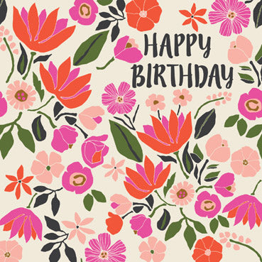 GED135 - Floral Pattern Birthday Card