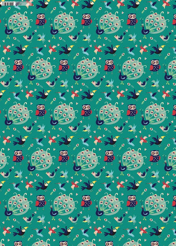 GW-ESK751 - Owls Toucans and Peacocks Gift Wrap