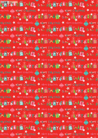 GW-GED758 - Happy Christmas Red Gift Wrap