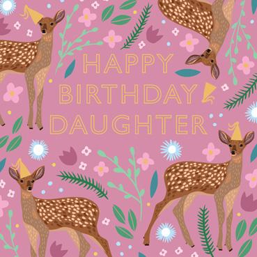 HDS103 - Carte d'anniversaire Joyeux anniversaire fille (cerf)
