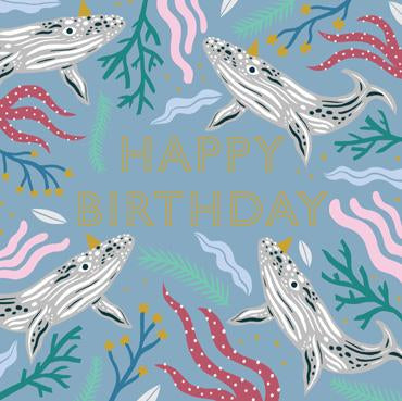HDS110 - Happy Birthday (Whale) Foil Greeting Card