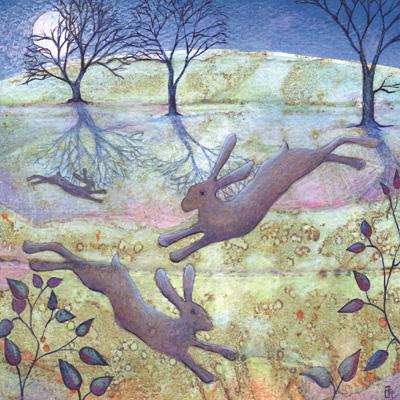 HM113 - Moonlight Hares Greeting Card