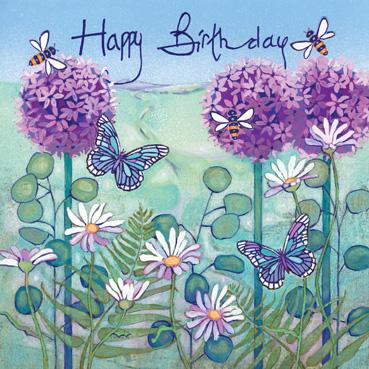 HM141 - Carte d'anniversaire Alliums et Marguerites