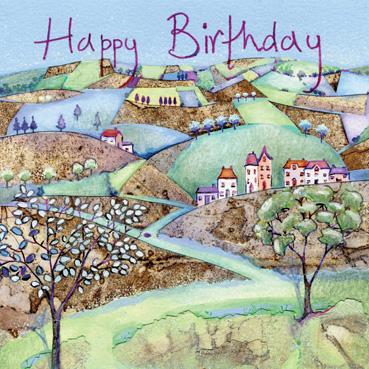 HM142 - Carte d'anniversaire paysage patchwork