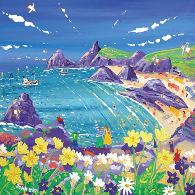 JDG134 - Carte d'art Fleurs sauvages et soleil Kynance Cove