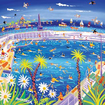 JDG141 - Dipping and Diving Jubilee Pool Penzance Greeting Card
