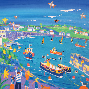 JDG158 - Exploring the Harbour at Coverack Art Card (6 Cards)