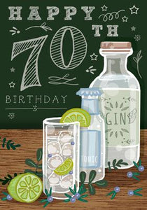 LB309 - 70th Birthday (Gin) Greeting Card