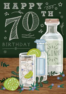 LB309 - 70e anniversaire (Gin) Carte de vœux