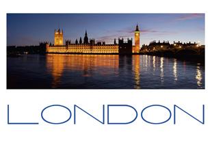 LDN-004 - Carte postale panoramique des Chambres du Parlement et du pont de Westminster