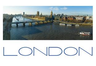 LDN-005 - Carte postale panoramique London Eye et les Chambres du Parlement