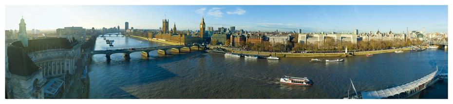 LDN-005 - Carte postale panoramique London Eye et les Chambres du Parlement