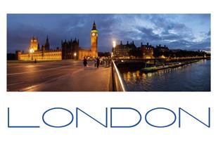 LDN-008 - Carte postale panoramique du Parlement et du London Eye