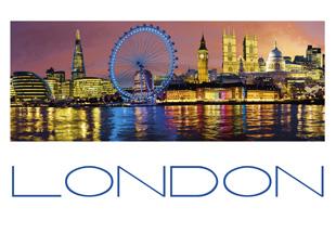LDN-017 - Carte postale panoramique de montage de Londres