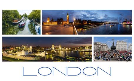 LDN-14 - 4 views of London Postcard