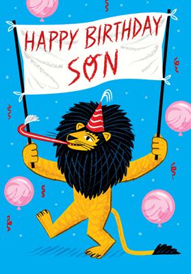 LK01 - Carte d'anniversaire pour fils (Lion)