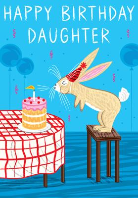 LK02 – Carte d'anniversaire pour fille (lapin)