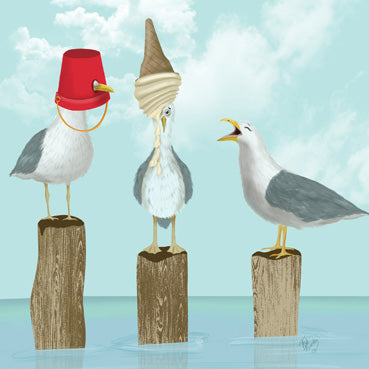 LLL102 - Trio of Seagulls Greetings Card (6 Cards)