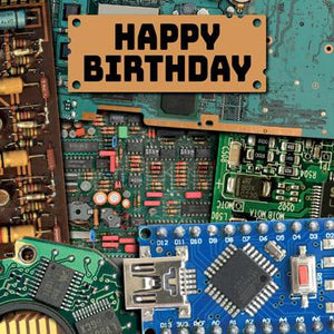 MTC101 - Happy Birthday (Circuits) Foil Finish Greeting Card