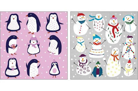 NC-XM527 - Pack de Noël Pingouins/Bonhommes de neige (3 paquets de 6 cartes)