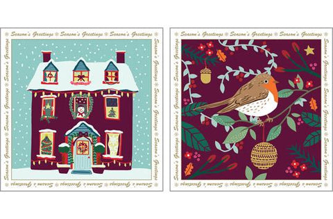 NC-XM528 - Pack de cartes de Noël Winter House/Robin (3 paquets de 6 cartes)