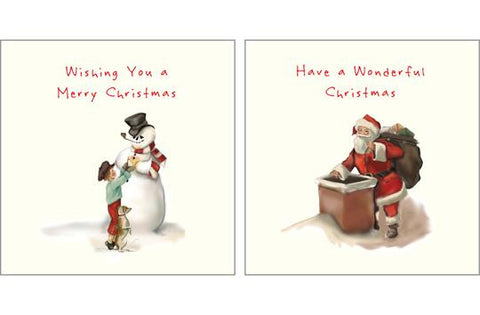 NC-XM537 - Pack de cartes de Noël bonhomme de neige et père Noël (3 paquets de 6 cartes)