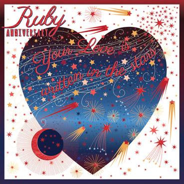NGW109 - Ruby Anniversary Stars Greeting Card