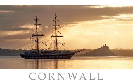 PCC767 - Tall Ship and St Michael's Mount Postcard
