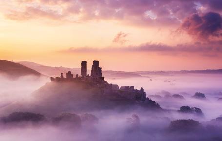 PDR510 - Château de Corfe dans la brume Carte postale