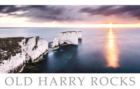 PDR520 - Soleil sur l'eau à Old Harry Rocks Dorset Carte postale