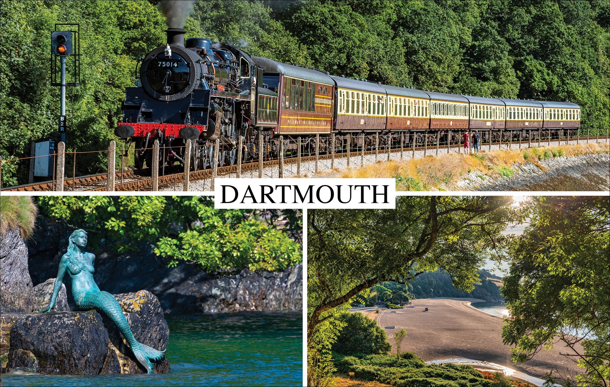 PDV641 - Dartmouth Scenes (Steam Train/Mermaid) Postcard