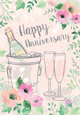 PP304 - Joyeux anniversaire (seau à champagne) Carte de vœux