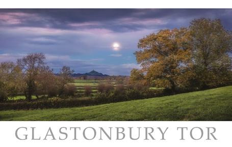 PST545 - Moon Over Glastonbury Tor Postcard