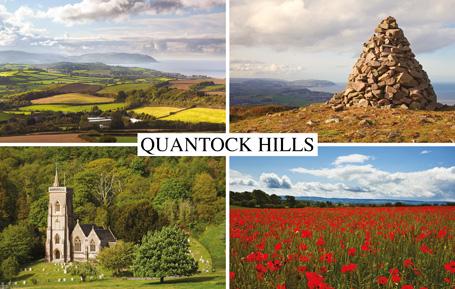 PST557 - 4 vues de la carte postale Quantock Hills Somerset